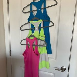 3 Neon Lululemon Cool Racerback Tanks